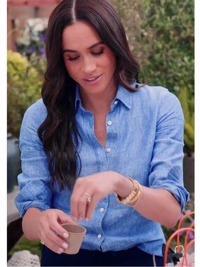 J. Crew Blue Perfect Button Down Cross-Dyed Baird McNutt Irish Linen Sz 2